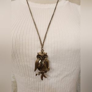 1970's Gold tone Owl Necklace